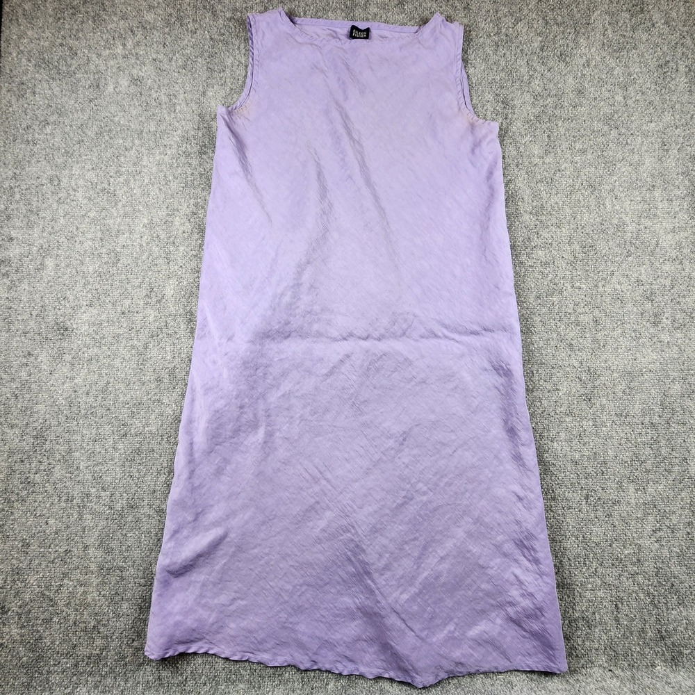 Eileen Fisher Purple Linen Silk Blend Sleeveless Midi Shift Dress Womens Size M